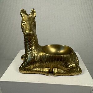 vintage brass zebra-shaped ring stand